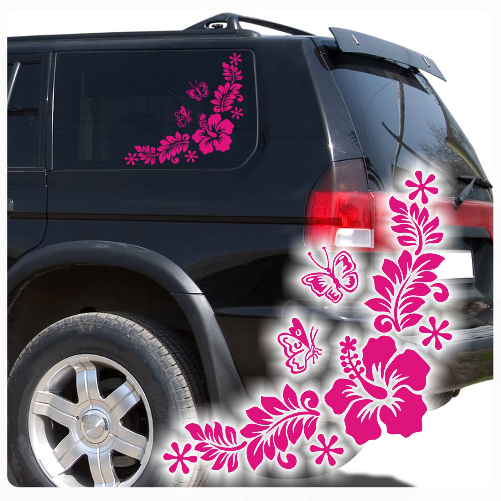 Auto Aufkleber Hibiskus Hawaii Blumen Schmetterlinge Sticker Ranke Ecke 2er A174 Ebay 1066