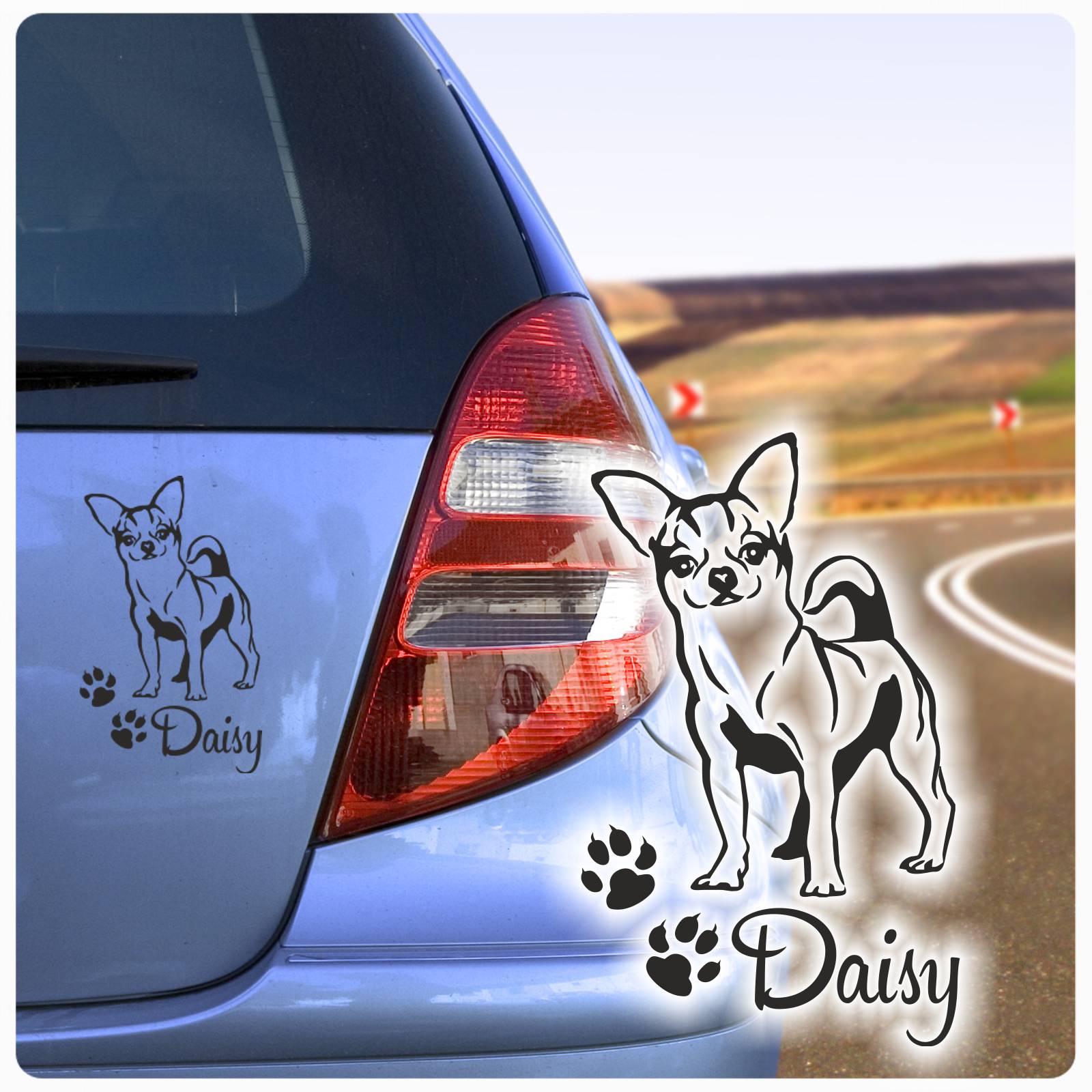 Auto Aufkleber Chihuahua Name Autoaufkleber Hund Hunde Sticker Pfoten