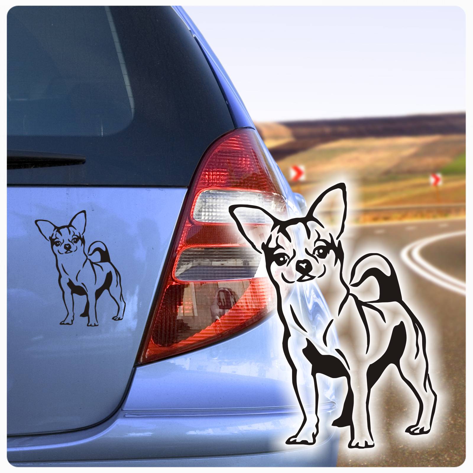 Auto Aufkleber Chihuahua Autoaufkleber Hund Hunde Sticker Pfoten A419