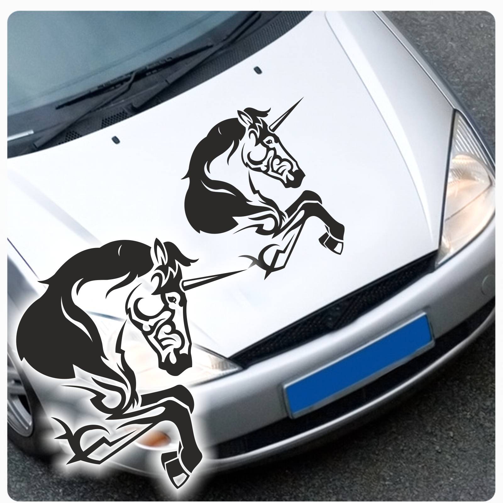 Einhorn Auto Aufkleber Tribal Tattoo Pferde Unicorn Motorhauben Sticker