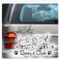 Preview: 2 Französische Bulldoggen Autoaufkleber Auto Aufkleber Sticker Hund Pfoten Name A1712