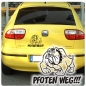 Preview: Bulldogge Comic Autoaufkleber Pfoten weg!!!  Auto Aufkleber Sticker A454