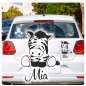 Preview: Autoaufkleber Baby Zebra Name Auto Aufkleber Sticker A726