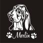 Preview: Basset Hound  Name Auto Aufkleber Autoaufkleber Hund Sticker Aufkleber A262