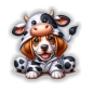 Preview: lustiger Basset Hound als Kuh verkleidet Autoaufkleber Sticker Auto Aufkleber Digitaldruck DA369