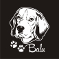 Preview: Beagle Name Auto Aufkleber Sticker Pfoten Hund A101