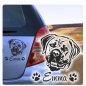 Preview: Boerboel Kopf Autoaufkleber Auto Aufkleber Sticker Hund Pfoten Name A1704