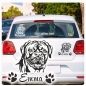 Preview: Hundeaufkleber Bordeaux Dogge Name Pfoten Auto Aufkleber Sticker A247