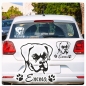 Preview: Auto Aufkleber Boxer Name Autoaufkleber Hund Pfoten clickstick A465