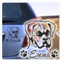 Preview: Auto Aufkleber Boxer Name Autoaufkleber Hund Pfoten clickstick A465