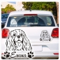 Preview: Cavalier King Charles Spaniel Name Pfoten Autoaufkleber Auto Aufkleber Sticker A909