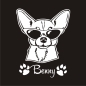Preview: Auto Aufkleber Chihuahua Brille Cool Name Autoaufkleber Hund Pfoten clickstick A691
