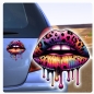 Preview: Coole Lippen Lips Leopard Autoaufkleber Sticker Auto Aufkleber Digitaldruck DA335