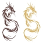 Preview: Wandtattoo Tribal Dragon Drachen Wandaufkleber Tattoo Asia Yin Yang W713