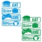 Preview: Eat Sleep Game Repeat Wandtattoo Türaufkleber Tür Aufkleber Sticker  T806