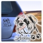 Preview: Autoaufkleber Englische Bulldogge Name clickstick Aufkleber Hund Pfoten A156