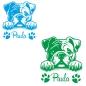 Preview: Englische Bulldogge Name Autoaufkleber Auto Aufkleber Sticker Hund Pfoten A4269
