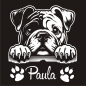 Preview: Englische Bulldogge Name Autoaufkleber Auto Aufkleber Sticker Hund Pfoten A4269