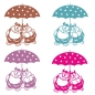 Preview: Wandtattoo 2 Eulen Regenschirm Eulen Wandaufkleber Sticker Wandsticker W1613