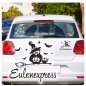 Preview: Eule Hexe Katze Eulenexpress Auto Aufkleber Sticker Sterne Autoaufkleber A2075