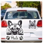 Preview: Französiche Bulldogge Autoaufkleber Aufkleber Wohnwagen Sticker Hunde Namen Pfote A4259