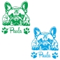 Preview: Französiche Bulldogge Autoaufkleber Aufkleber Wohnwagen Sticker Hunde Namen Pfote A4259