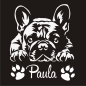 Preview: Französiche Bulldogge Autoaufkleber Aufkleber Wohnwagen Sticker Hunde Namen Pfote A4259