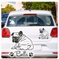 Preview: Französische Bulldogge Welpe Autoaufkleber Auto Aufkleber Sticker Hund Pfoten A4194