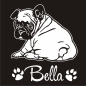 Preview: Französische Bulldogge Welpe Autoaufkleber Auto Aufkleber Sticker Hund Pfoten A4194