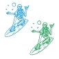 Preview: Hang Loose Surfer Skull Bones Wohnmobil Aufkleber Caravan Sticker WoMo305