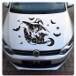 Preview: Hexe Katze Autoaufkleber Auto Aufkleber Motorhaube Fledermaus Sterne SET A085
