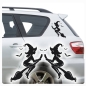 Preview: 2er SET Hexen Hexe Fledermaus Auto Aufkleber Sticker Autoaufkleber A746