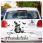 Preview: Eule Hexe Katze Hexenkutsche Auto Aufkleber Sticker Sterne A2044