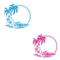 Preview: Wohnmobil Aufkleber Palme Hibiskus Hawaii WoMo Caravan Aufkleber Sticker WoMo124