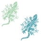 Preview: Wandtattoo Hibiskus Gecko Gekko Echse Wandaufkleber Wandsticker W4000