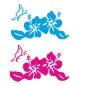 Preview: Hibiskus Hawaii Blumen Schmetterlinge Auto Aufkleber A024