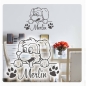 Preview: Hund Pfoten Name Wunschname Wandtattoo Wandaufkleber Hunde Sticker W3008