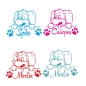 Preview: Hund Pfoten Name Wunschname Wandtattoo Wandaufkleber Hunde Sticker W3008