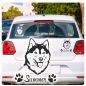 Preview: Hundeaufkleber Siberian Husky Name Pfoten Aufkleber A395