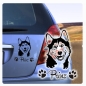 Preview: Auto Aufkleber Husky Name Autoaufkleber Hund Pfoten clickstick A592