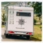 Preview: Kompass Rose Weltkugel Erde Compass Wohnmobil Aufkleber Wohnwagen Caravan Wohnwagen Sticker WoMo431