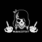 Preview: Autoaufkleber Lady Skull Totenkopf Stinkefinger Wunschtext Fuck You! Heckscheibenaufkleber A760