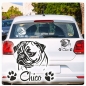 Preview: Hundeaufkleber Mops Pug  Name Autoaufkleber A337