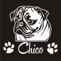 Preview: Hundeaufkleber Mops Pug Name Autoaufkleber  Auto Aufkleber Sticker A337