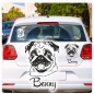 Preview: Mops Name Auto Aufkleber Autoaufkleber Sticker Pug A1702