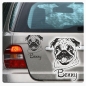 Preview: Mops Name Auto Aufkleber Autoaufkleber Sticker Pug A1702