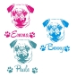 Preview: Hundeaufkleber Mops Wunschname Hunde Aufkleber Pug Sticker A275