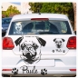 Preview: Hundeaufkleber Mops Wunschname Hunde Aufkleber Pug Sticker A275