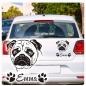 Preview: Auto Aufkleber Mops Pug Autoaufkleber Hund Pfoten clickstick A1734