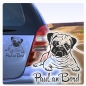 Preview: Auto Aufkleber Mops Pug Name Autoaufkleber Pfoten Wunschname clickstick A4053